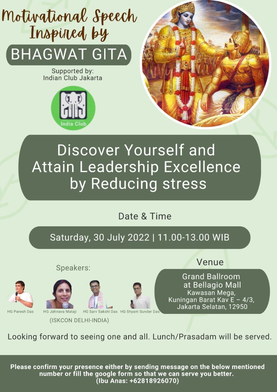 “Motivational speech inspired by Bhagwat Geeta” by well known speakers from Iskon Delhi