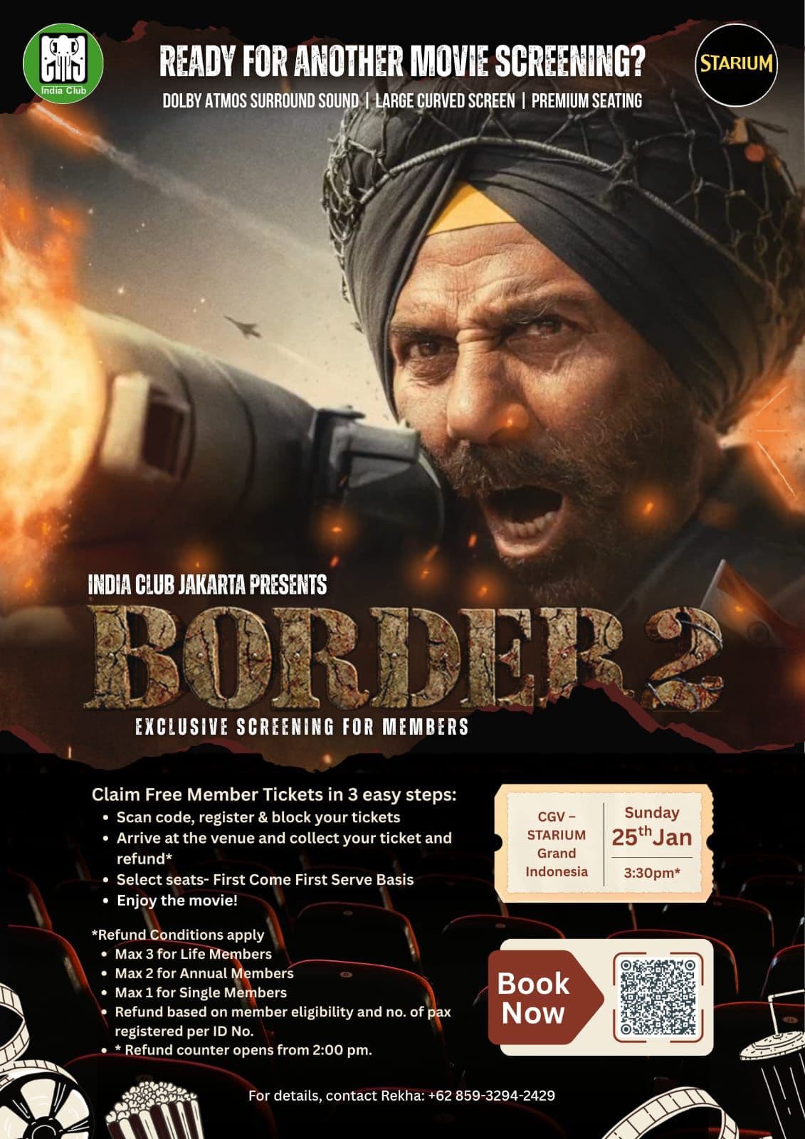 🟢 INDIA CLUB JAKARTA Presents Member Exclusive Premium Screening of 🇮🇳 🔥BORDER 2 🔥🇮🇳